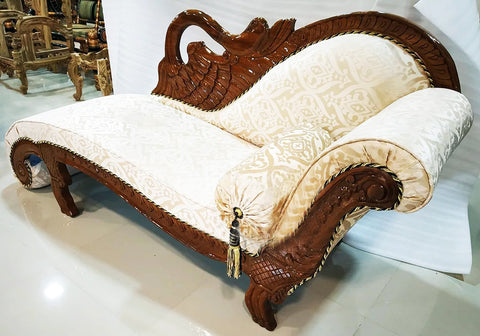 Hand Carved Teakwood Royal Chaise Lounge