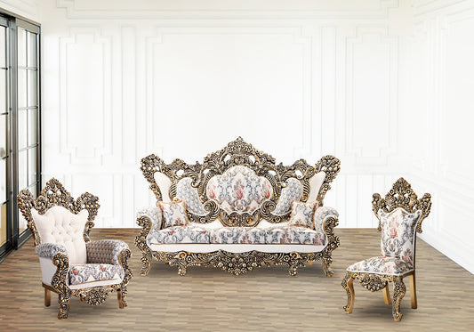 Luxury Elegance Heavy Wooden Handcrafted Carving Sofa Set