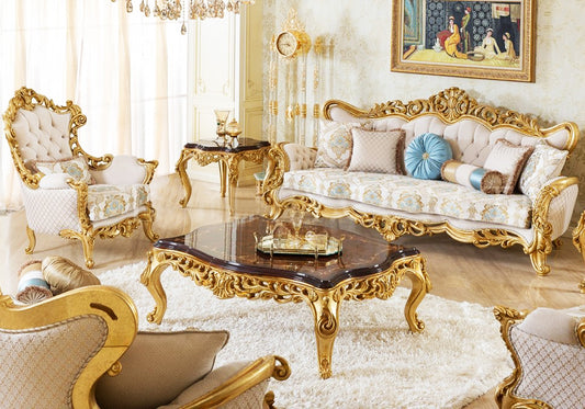 Golden and luxury sofa set