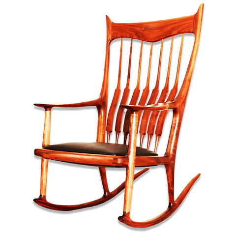 Rocking chair with Leather Seat Maloof Style