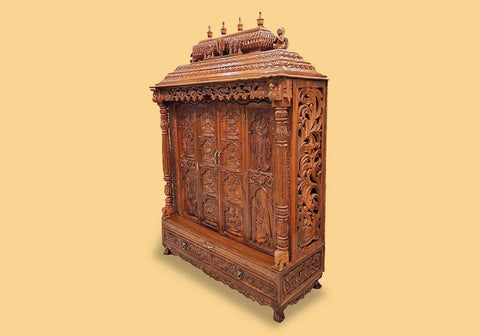 Antique Hand Crafted Teak Wooden Temple