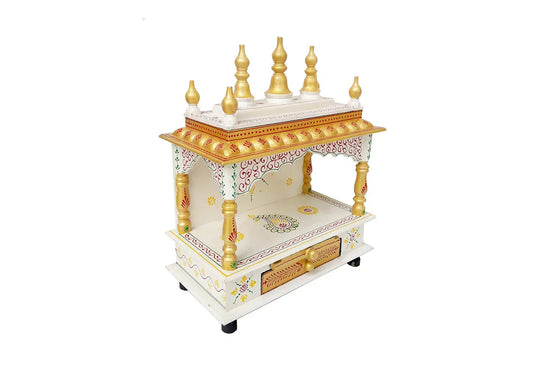 Luxurious White and Gold Teak Wooden Temple