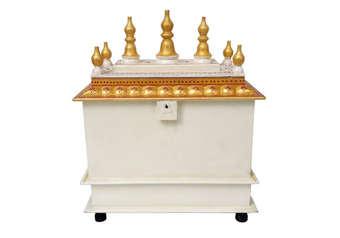 Luxurious White and Gold Teak Wooden Temple