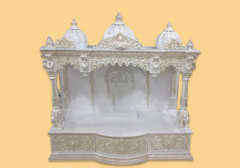 Marble Look Hand Crafted Teak Wooden Temple