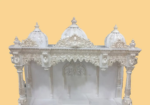 Marble Look Hand Crafted Teak Wooden Temple