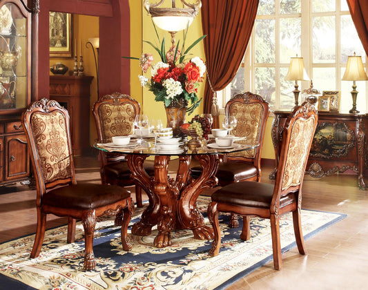 Luxury Traditional Dining Glass Table Set