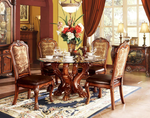 Luxury Traditional Dining Glass Table Set