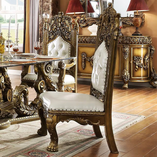 Luxury Traditional Leather Dining Table Set