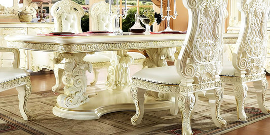 Luxury Traditional Glossy Dining Table Set