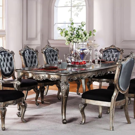 Royal Antique Platinum Rectangular Dining Table Set